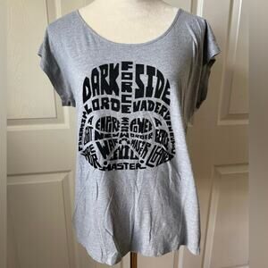 Star Wars Darth Vader T Shirt Womens Size L Velvet Lettering Ballet Neckline